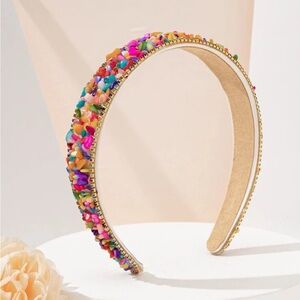 Brand New: Multi-coloured headband with rhinestone and beaded details